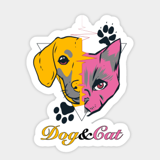 Dog and Cat Pet Drawing Art Sticker